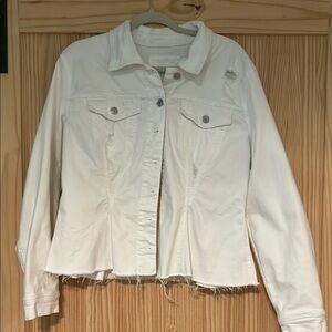 Maurices White Jean Jacket with Distressed Hem